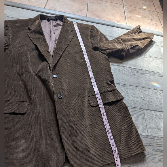 Stafford Brown Corduroy Elbow Patch Blazer Size 46L - Picture 3 of 11
